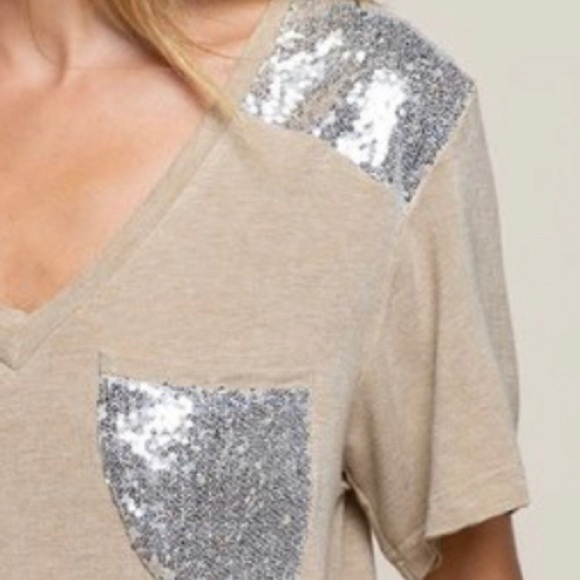 🤍POL SEQUIN DETAILED RELAXED FIT FELT SOFT TOP - Picture 5 of 6
